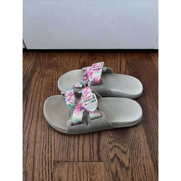 Chaco Women's Chillos Slide-on Sandal Light Tie Dye & Gray Size 6 - Picture 3 of 5